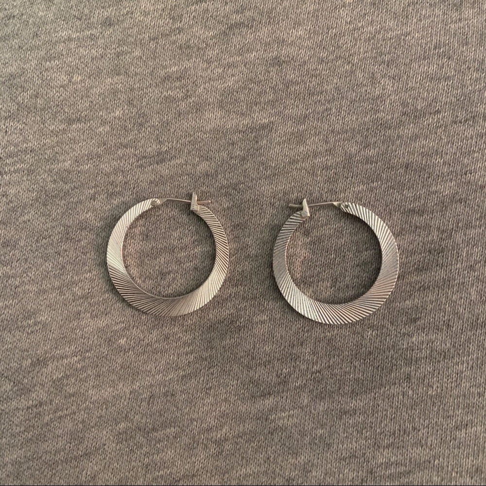 Silver Textured Hoop Earrings